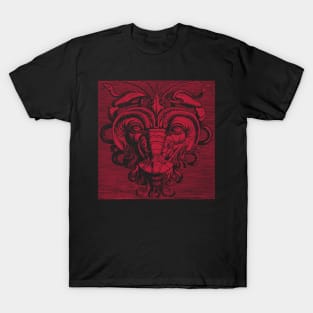 Cool Red Lobster Face Illusion Holding Snakes in the Claws T-Shirt